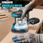 Cordless Random Orbital Sander Compatible for Makita 18V (TOOL ONLY), Electric Palm Orbital Sander With Dust Collector, 6 Variable Speeds, 20Pcs Sandpaper For Sanding Polishing Woodworking - Image 5