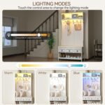 Gurexl 67” Farmhouse Hall Tree with Shoe Storage, Auto Sensor Wood Coat Tree with LED Lights, 3-in-1 Entryway Bench with Coat Rack, Hooks and Drawers for Hallway, Living Room, Bedroom (White) - Image 4