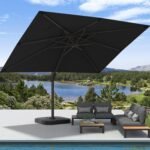 9' X 12' Cantilever Patio Umbrella with Base Included Rectangular Outdoor Large Offset Umbrellas with 7 Tilts Adjustable 360°Rotation for Deck Pool Garden Backyard, Black - Image 2