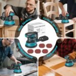 Cordless Random Orbital Sander Compatible for Makita 18V (TOOL ONLY), Electric Palm Orbital Sander With Dust Collector, 6 Variable Speeds, 20Pcs Sandpaper For Sanding Polishing Woodworking - Image 7