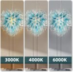 Contemporary Blue Art Deco Chandelier,20 Inch Funky Hand Blown Glass Chandelier,Novel Clearing Blown Glass Ceiling Hanging Pendant Light Fixture for Bedroom,Living Room Height Adjustable - Image 4