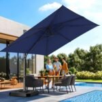 HOTIME10x10ft Large Cantilever Patio Umbrellas - Upgrade and Intensify - with 360 Rotation and 5 Angles Adjustment - Aluminum Offset Pool Umbrella Square Outdoor Umbrella for Patio Garden Deck Pool, Dark Blue - Image 6