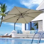 COSIEST 9FT/10FT/9 * 12FT/10 * 13FT Patio Umbrella Cantilever Outdoor Rectangular Offset Umbrella with 360°Rotation, Double Top Heavy Duty Windproof Aluminum Frame for Pool Garden Deck Backyard