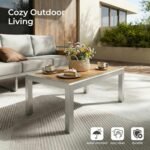 ZANDOR Aluminum Outdoor Patio Conversation Furniture Set, 4 PCS Metal Modern Outside Sectional Lawn Furniture with Coffee Table & Washable Thick Cushions,Seating Sofa for Garden/Backyard/Porch Silver - Image 6