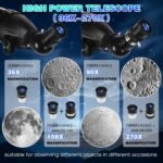 Telescope for Adults High Powered, 90mm Aperture 900mm Professional Astronomical Refractor Telescope for Beginners, Fully Multi-Coated High Light Transmittance for Ground&Moon Observation（Silver Gray） - Image 3