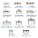 Viking 3-Ply Pots and Pans Set, 17 Piece Stainless Steel Cookware Glass Lids, Steamer Insert, Silver - Image 4