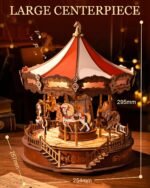 Rolife Wooden 3D Puzzles for Adults, DIY Carousel Music Box with Chaser Lights 11.6" Model Building Kit, Construction Project Craft Kits for Adults Hobby Home Decor Chiristmas Gifts for Boys Girls - Image 6