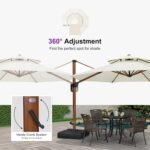 PURPLE LEAF 13ft Patio Umbrella Outdoor Round Umbrellas Large Cantilever Umbrella Windproof Offset Umbrellas Heavy Duty Sun Umbrella for Garden Deck Pool Patio, Cream - Image 5
