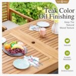 Sophia & William Patio Outdoor Table and Chairs Set, Patio Dining Sets for 8, 9 Pieces Patio Table Set for Backyard Deck Porch Outside, Acacia Wood Table Expandable with Hole and Chairs - Image 9