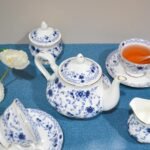 Bone China Tea Set, 21-Pieces Porcelain Tea Set for Adults, Tea Cups And Saucers for 6, with Teapot, Spoons, Sugar Bowl, Creamer Pitcher, Vintage Tea Set for Women Tea Party (Blue) - Image 3