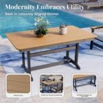 7-Piece Outdoor Patio Dining Sets, Patio Table and Chairs Set, HDPE Outdoor Dining Set, Rattan Wicker Patio Set with Ultra-Soft Cushions for Backyard, Deck, Garden - Black - Image 8