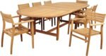 Amazonia Fairview 9 Piece Teak Double Extendable Oval Dining Set