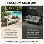 ZANDOR Aluminum Outdoor Patio Conversation Furniture Set, 4 PCS Metal Modern Outside Sectional Lawn Furniture with Coffee Table & Washable Thick Cushions,Seating Sofa for Garden/Backyard/Porch Silver - Image 4