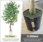 5FT Artificial Ficus Tree with White Planter, Realistic Faux Silk Indoor Outdoor Plant for Home Office Living Room, Porch, Garden Decor - Image 2