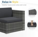 Wisteria Lane 5-Pieces Outdoor Patio Furniture Set, All Weather Wicker Rattan Sectional Sofa, Patio Conversation Set with Cushions & Glass Coffee Table for Backyard Porch Garden Balcony, Grey - Image 3