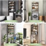 Over-The-Toilet Storage Rack, 4-Tier Bathroom Organizer Shelf Over Toilet with Adjustable Shelf and Basket, Freestanding Space Saver Bathroom Shelves Above Toilet for Room (Vintage Brown) - Image 3