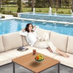 EROMMY 6 Pieces Patio Furniture Sets, Metal Outdoor Sectional Furniture L Shape Patio Conversation Sets with Fauxwood Coffee Table & 6.5" Olefin Cushions for Backyard, Garden, Poolside - Image 7