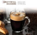 Bormioli Rocco Glass Coffee Mug Set, (6 Pack) 10¾ Ounce with Convenient Handle, Tea Glasses for Hot/Cold Beverages, Thermal Shock Resistant, Tempered Glass, for Cappuccino, Latte, Espresso, clear. - Image 5