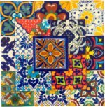 Mexican Talavera Tile Spanish Mediterranean Art Colorful 4"x4" Ceramic Hand Painted Mosaic for Bathroom, Wall, Mirror, Kitchen Rustic Decor Pottery (20, Multi1) - Image 6