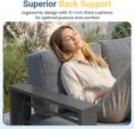 Wisteria Lane Aluminum Patio Furniture Set for All Weather, Oversized Metal Outdoor Furniture Set with 27.5" Deep Seat and 10" Back Cushion, Patio Conversation Sets with Wide armrest, Dark Grey - Image 6