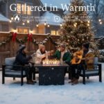 LayinSun Aluminum Furniture Set with Fire Pit Table, 5 Pieces Patio Sectional Conversation Chat Sofa Modern Seating Set - Image 2