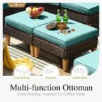 Sophia & William Patio Furniture Sets, 7 Piece Sectional Outdoor Rattan Wicker Sofa, All Weather Patio Conversation Set for Deck Backyard Lawn, Outdoor Couch, Blue - Image 6