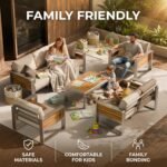 ZANDOR Aluminum Outdoor Patio Conversation Furniture Set, 4 PCS Metal Modern Outside Sectional Lawn Furniture with Coffee Table & Washable Thick Cushions,Seating Sofa for Garden/Backyard/Porch Silver - Image 3