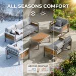 ZANDOR Aluminum Outdoor Patio Conversation Furniture Set, 4 PCS Metal Modern Outside Sectional Lawn Furniture with Coffee Table & Washable Thick Cushions,Seating Sofa for Garden/Backyard/Porch Silver - Image 9