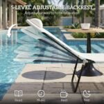 Outsunny Folding Chaise Lounge Chair, Pool Sun Tanning Chair, Outdoor Lounge Chair with Reclining Back, Breathable Mesh Seat, Headrest for Beach, Yard, Patio, Cream White - Image 4