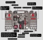 Apollo Tools 79 Piece Multi-Purpose SAE and Metric Tool Set with Sockets for the Garage, Home or on the Road. Includes Essential Tools for Vehicle Maintenance and Repairs - Red- DT9411 - Image 4