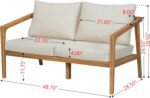 Christopher Knight Home Dena Patio 4-Piece Conversation Set, Outdoor 4-Seater Acacia Wood Sofa Chat Set,Garden Furniture,Loveseat,Coffee Table,Set of 2 Club Chairs, Removable Cushions, Teak+ Beige - Image 6