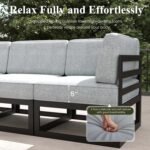 LayinSun Large Aluminum Patio Furniture Set with Fire Pit Table, 9 Pieces Modern Outdoor Conversation Set Sectional Metal Sofa Set with Olefin Cushion - Image 5