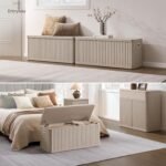 SICOTAS Storage Bench 40.2" Wide Shoe Bench with Lift Top Large Wooden Storage Chest Trunk Modern Blanket Chest with 2 Safety Hinges & Seating for Bedroom Entryway Living Room Hallway - Image 6