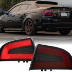 USR 3G TL Tail Lights - NSX Style Black/Red/Smoke Lens LED Light Bar Rear Tail Lamps Set (Left + Right) with Circuit Board Housing included Compatible with 2004-2008 Acura TL Base and Type-S