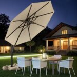 Greesum 10FT Outdoor Patio Umbrella with High Pedel and 4 Gear Heights, Large Offset Market Umbrella with 360-degree Rotation, Without Base, Hanging Outdoor Shade for Garden, Lawn, Pool, Beige - Image 3