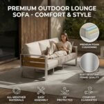 ZANDOR Aluminum Outdoor Patio Conversation Furniture Set, 4 PCS Metal Modern Outside Sectional Lawn Furniture with Coffee Table & Washable Thick Cushions,Seating Sofa for Garden/Backyard/Porch Silver - Image 5
