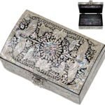 February Mountain Mother of Pearl Wooden Trinket Box - Abalone shell Jewelry box for mom, daughter, sister, friend - Trinkets, Treasure, Gift card, Business card holder Decorative box