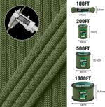 1200 Paracord Rope - 4.4mm 14 Strand Nylon Parachute Spool para Cord Lanyard for Outdoor Camping Survival Utility Tent Crafting DIY Projects Fishing Clothsline Bracelet - ArmyGreen 50FT - Image 7