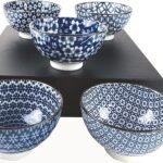 JapanBargain 4686, Set of 5 Japanese Porcelain Bowl Set Gift Set,Traditional Japanese Inspired Pattern Bowls, Made in Japan, 4-5/8" Diameter