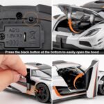 1:32 Scale Car Model Compatible for Collectible ONE1 Toy Vehicle, Zinc Alloy Pull Back Toy Car with Sound and Light for Kids Adults, Birthday Gift Silver - Image 4