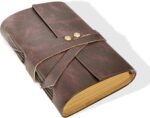 Leather Journal 4"x 6" Genuine Leather Notebook Journal for Men/Women with Giftable BOX - 300 Lined Kraft Pages Vintage Leather Bound Journal for Diary Travelling (Brown)