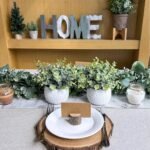 Winlyn Set of 2 Small Artificial Potted Plants Faux Eucalyptus Plant in White Geometric Ceramic Pots Small Desk Potted Plants 7.1" Tall for Home Office Room Decorations Wedding Greenery Centerpiece - Image 3