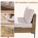 5-Piece Patio Furniture Set, Outdoor Wicker Sectional Sofa with Coffee Table, Anti-Slip & Thick All-Weather Cushions for Party, Garden, Backyard, Beige - Image 5