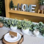 Winlyn Set of 2 Small Artificial Potted Plants Faux Eucalyptus Plant in White Geometric Ceramic Pots Small Desk Potted Plants 7.1" Tall for Home Office Room Decorations Wedding Greenery Centerpiece - Image 9