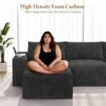 Vesgantti 114" Modular Sectional Boneless Couch, Modern 3 Seater Sofa with Ottoman & Deep Seat, Convertible Chenille L Shaped Cloud Couches for Living Room, No Assembly Required, Black - Image 4