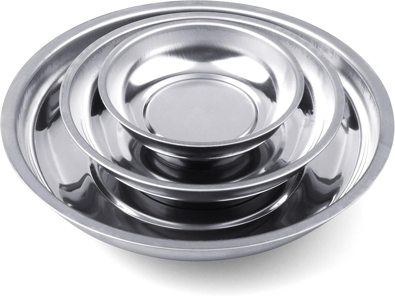 81a6vlhZtL._AC_SL1500_.jpg HORUSDY Magnetic Tray | 3-Piece | Round Magnetic Parts Tray | 3 Inch 4 Inch 6 Inch Magnetic Tray for Mechanic's | Stainless Steel - Image 1