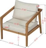 Christopher Knight Home Dena Patio 4-Piece Conversation Set, Outdoor 4-Seater Acacia Wood Sofa Chat Set,Garden Furniture,Loveseat,Coffee Table,Set of 2 Club Chairs, Removable Cushions, Teak+ Beige - Image 5