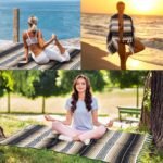 Oudain 1 Pack Mexican Blankets and Throws 45 x 70 Inch, Cotton Outdoor Camping Cozy Baja Blanket Woven Serape Restorative Yoga Fiesta Fall Autumn Essential Supplies (Boho Green Mix) - Image 4