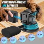Cordless Random Orbital Sander Compatible for Makita 18V (TOOL ONLY), Electric Palm Orbital Sander With Dust Collector, 6 Variable Speeds, 20Pcs Sandpaper For Sanding Polishing Woodworking - Image 2