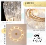 Gold Chandeliers 24”Modern Crystal Glass Round Chandelier 10-Light Drum Pendant Ceiling Light Fixtures Luxury 2 Tiers Hanging Chandelier for Dining Room Foyer Living Room Bedroom - Image 6